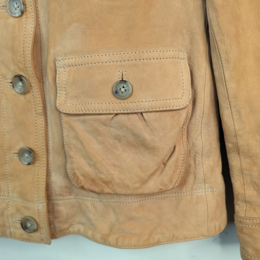 Banana Republic Leather Jacket Womens XS Butterscotch Y2K 2000s Button Up - Picture 4 of 15